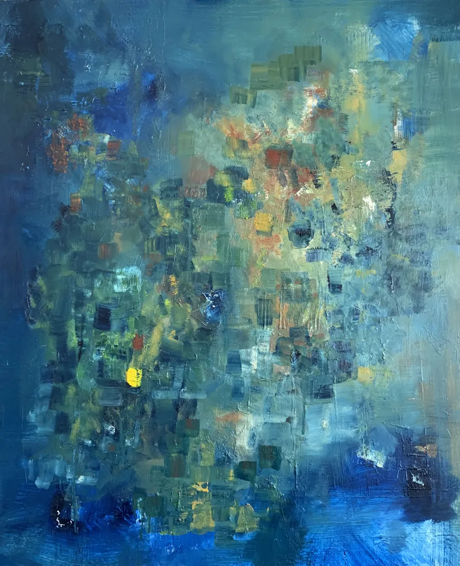 Une reprise de la toile aux bleus et aux verts