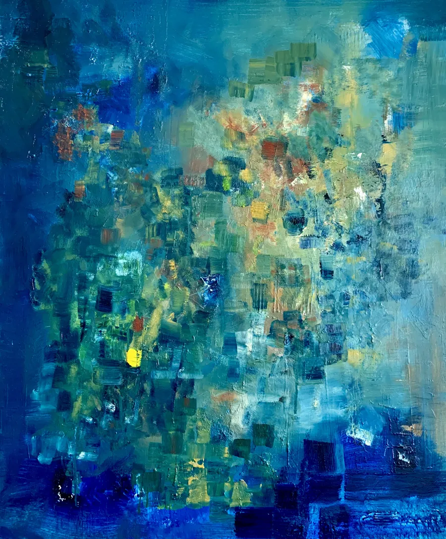 La toile bleue et verte dans une lumière plus vive
