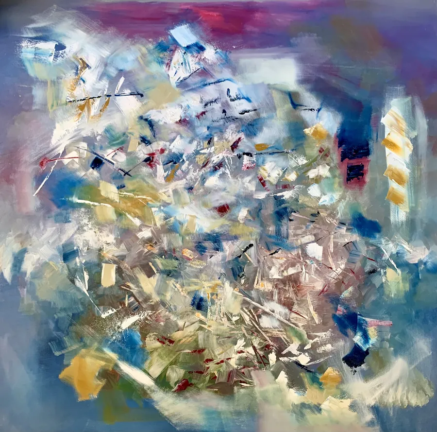 Fragments clairs dans une composition bleue et rose