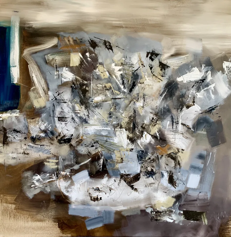 Une autre vue de la toile blanche, noire et grise