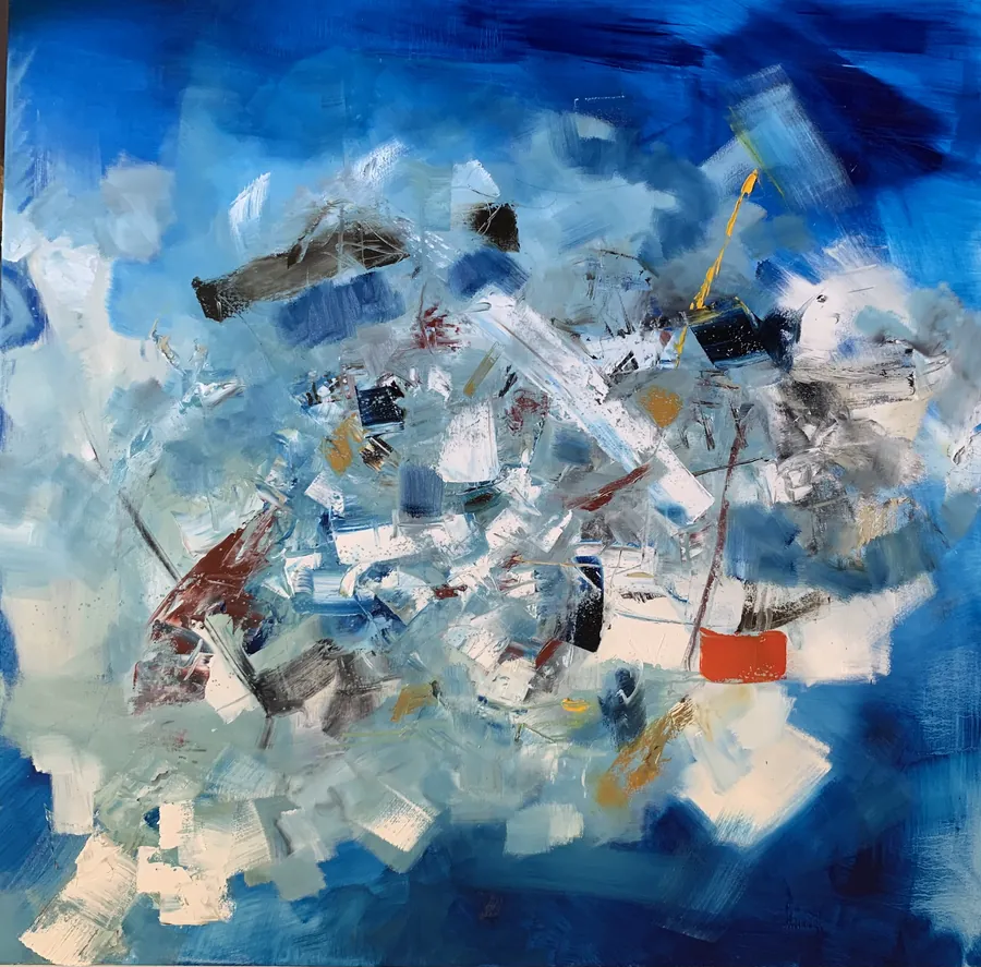 Vue rapprochée de la composition dans le bleu