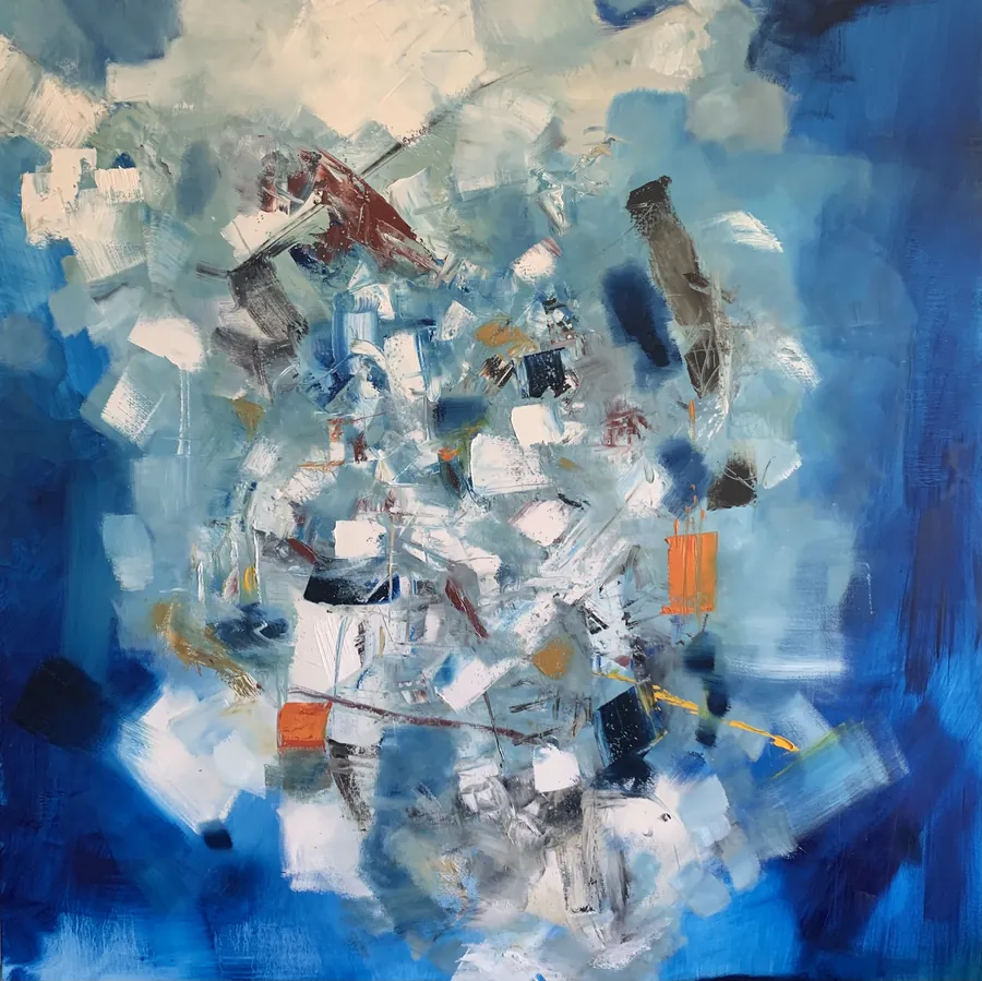 Une reprise de la peinture bleue aux éclats clairs