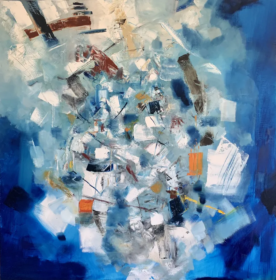 Une autre photographie de la composition bleue et blanche
