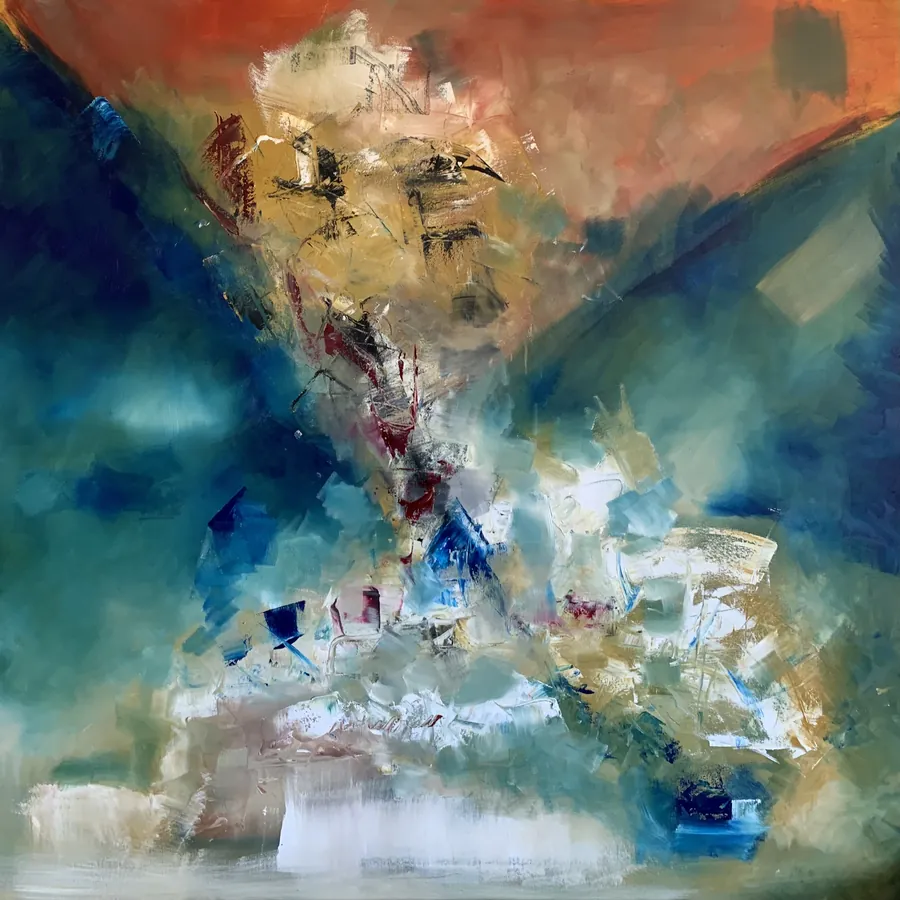 Des fragments clairs apparaissent entre les masses bleues