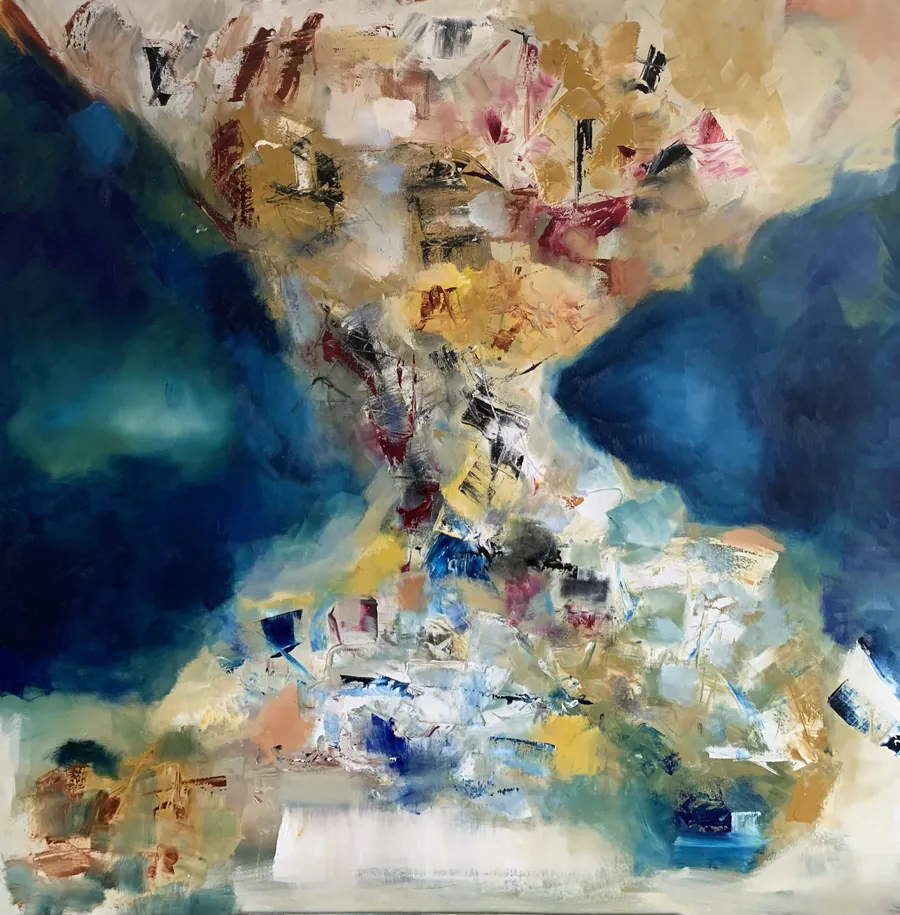 Les bleus profonds et la matière claire dans la peinture