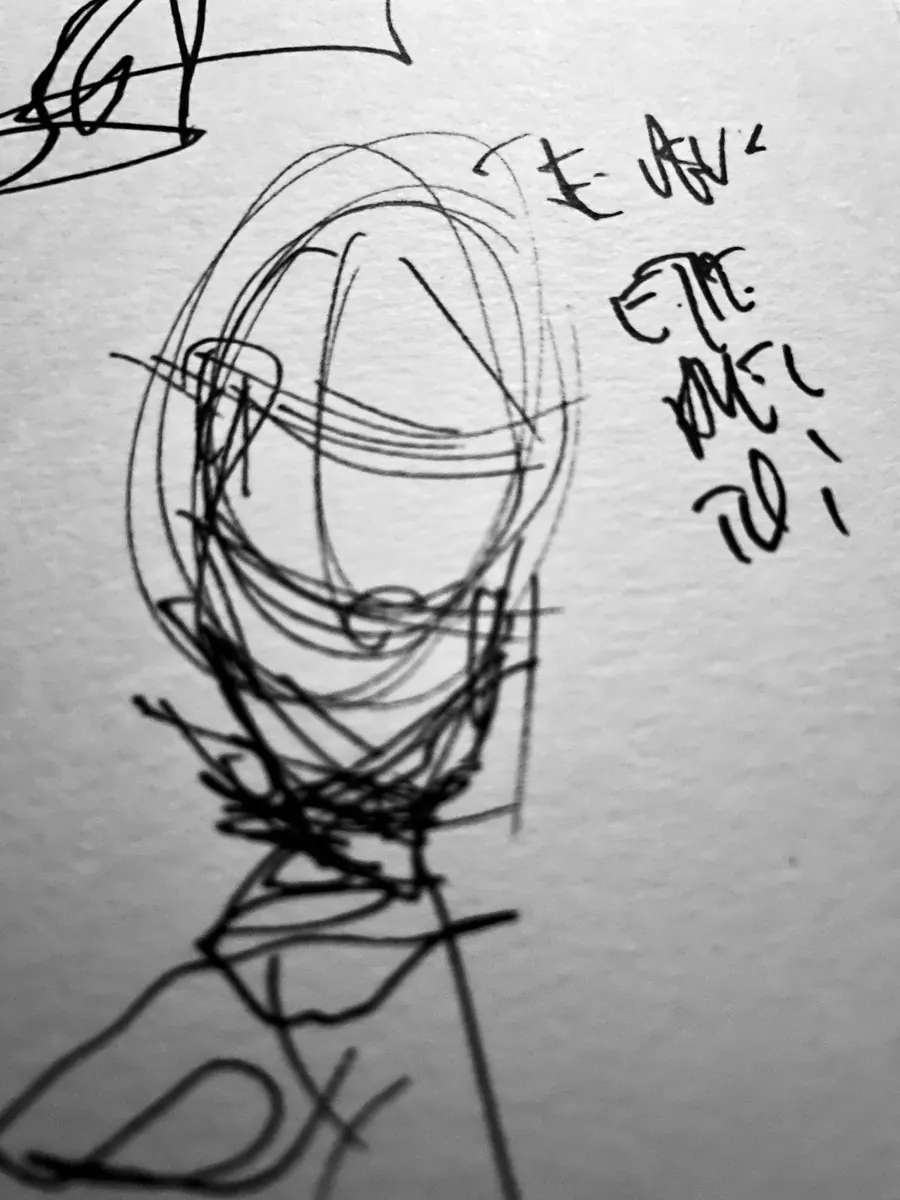 Un visage dessiné et quelques mots