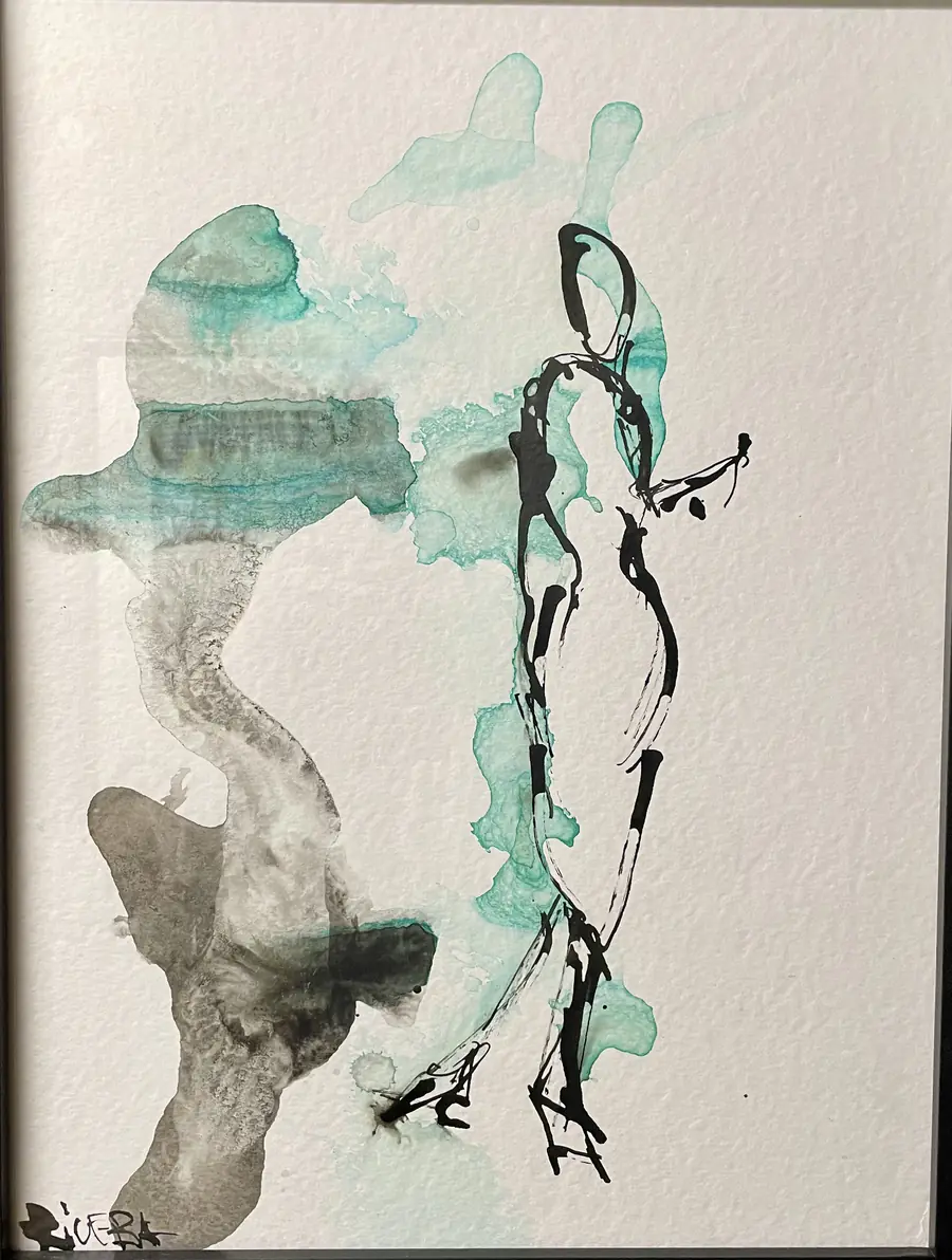 Une silhouette dans un lavis vert