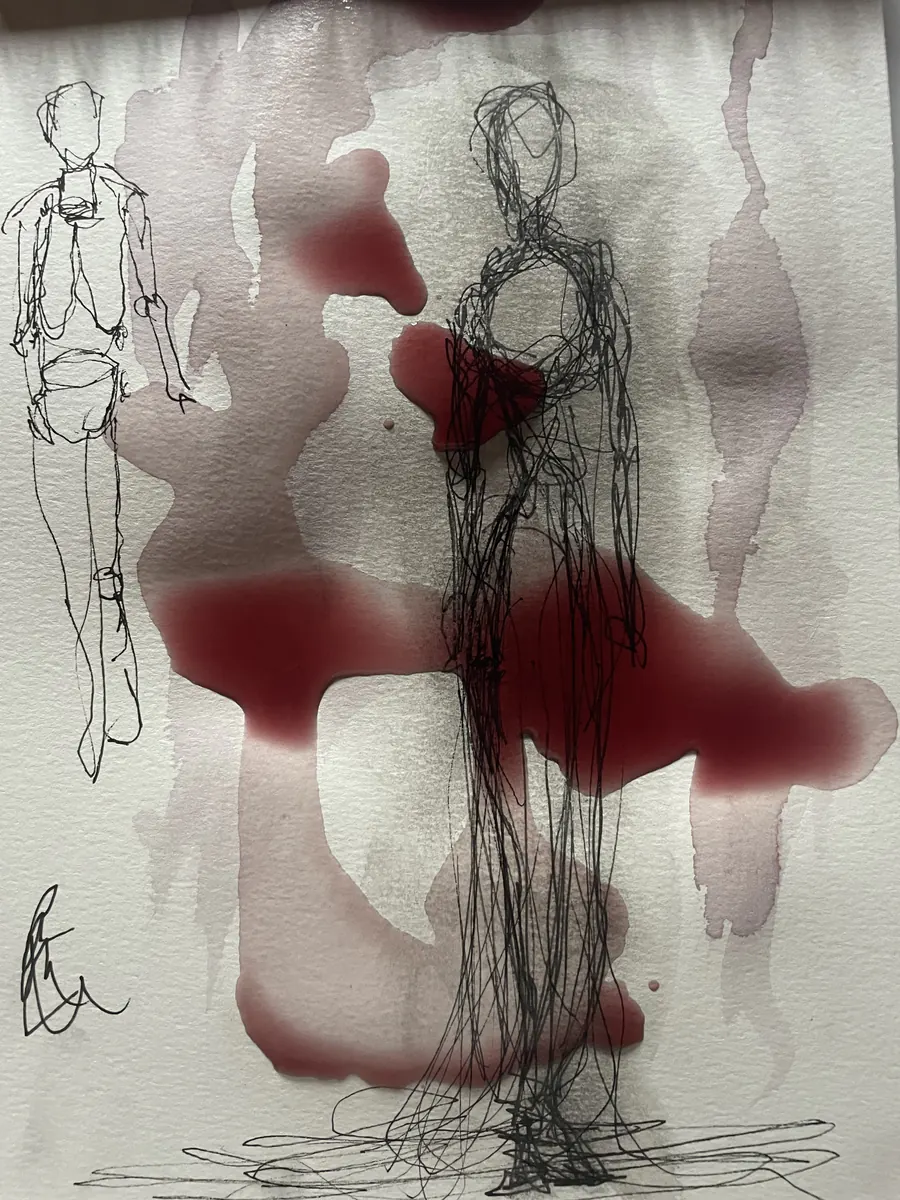 Le rouge traverse le dessin