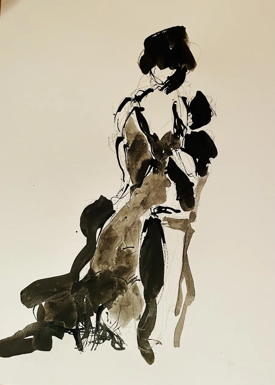 Une silhouette noire en mouvement
